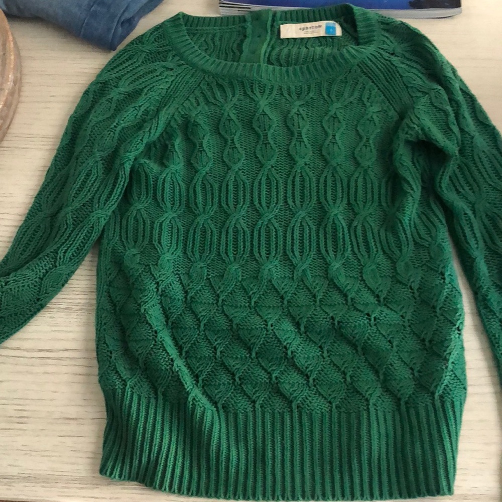 green sweater
